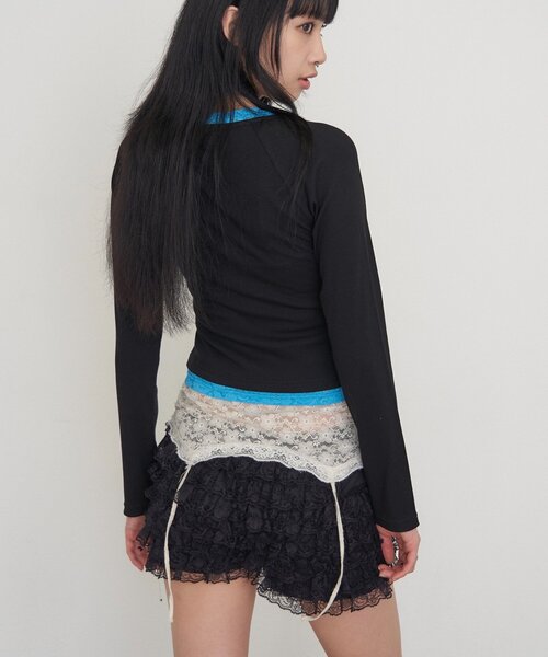 WHO'S WHO gallery（フーズフーギャラリー）の「【WEB限定】レイヤードリングドットLSトップス（Tシャツ/カットソー・レディース・グレー/ブラック/チャコールグレー・FREE）」の18枚目の写真