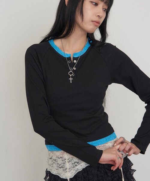 WHO'S WHO gallery（フーズフーギャラリー）の「【WEB限定】レイヤードリングドットLSトップス（Tシャツ/カットソー・レディース・グレー/ブラック/チャコールグレー・FREE）」の19枚目の写真