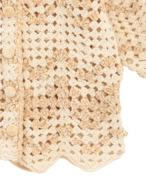 CLANE(クラネ)の「【CLANE/クラネ】MALL BORDER HAND CROCHET KNIT CARDIGAN/ハンドクロシェニットカーディガン(カーディガン/ボレロ・レディース・ブラック/ベージュ・1)」の5枚目の写真