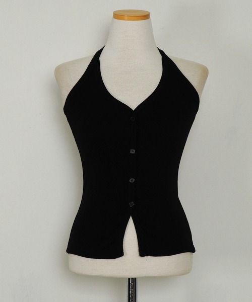 LOENNE(ロエヌ)の「Button Halter Top / ボタンホルタートップス(Tシャツ/カットソー・レディース・ブルー/アイボリー/ブラック/チャコールグレー・FREE)」の5枚目の写真