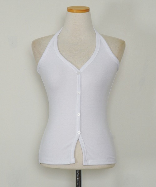 LOENNE(ロエヌ)の「Button Halter Top / ボタンホルタートップス(Tシャツ/カットソー・レディース・ブルー/アイボリー/ブラック/チャコールグレー・FREE)」の6枚目の写真