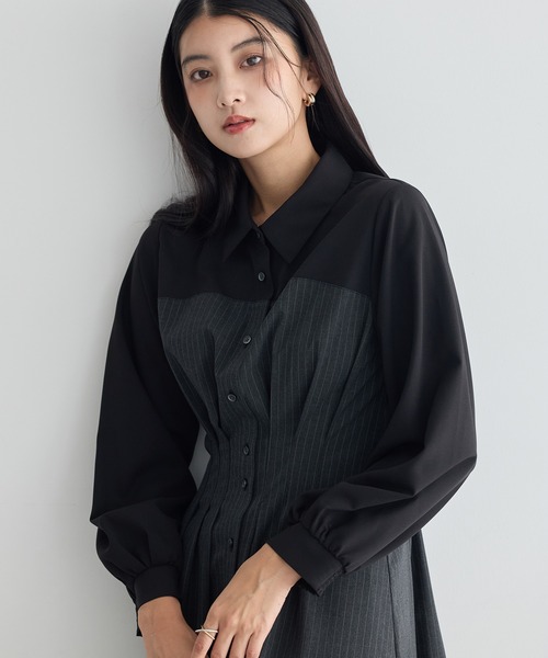 YECCA VECCA（イェッカヴェッカ）の「ベアドッキングワンピース（シャツワンピース・レディース・ストライプ/チェック/ベージュ・FREE）」の22枚目の写真
