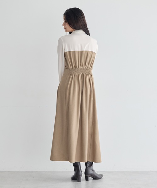 YECCA VECCA（イェッカヴェッカ）の「ベアドッキングワンピース（シャツワンピース・レディース・ストライプ/チェック/ベージュ・FREE）」の11枚目の写真