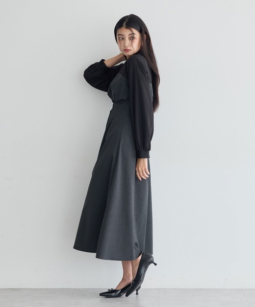 YECCA VECCA（イェッカヴェッカ）の「ベアドッキングワンピース（シャツワンピース・レディース・ストライプ/チェック/ベージュ・FREE）」の19枚目の写真