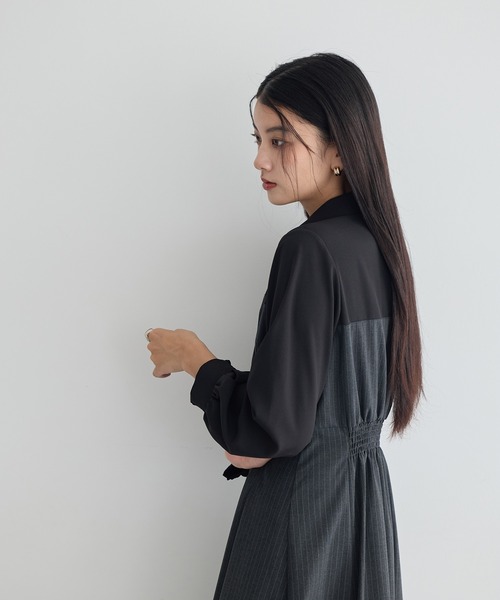 YECCA VECCA（イェッカヴェッカ）の「ベアドッキングワンピース（シャツワンピース・レディース・ストライプ/チェック/ベージュ・FREE）」の20枚目の写真