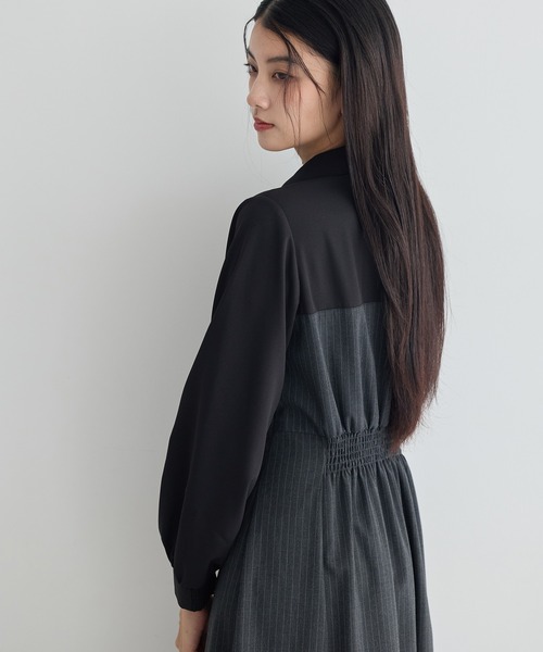 YECCA VECCA（イェッカヴェッカ）の「ベアドッキングワンピース（シャツワンピース・レディース・ストライプ/チェック/ベージュ・FREE）」の21枚目の写真