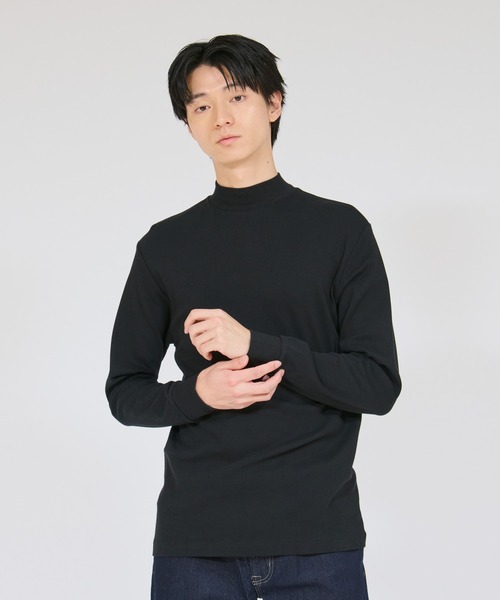 HANES(ヘインズ)の「【Hanes/ヘインズ】メンズ スエードニット タートルネックロングスリーブ(Tシャツ/カットソー・メンズ・ホワイト/ブラック・X-LARGE/LARGE/MEDIUM)」の2枚目の写真