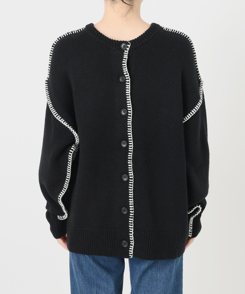 B.C STOCK(ベーセーストック)の「ウォッシャブル / ブランケットステッチ2WAYニット(ニット/セーター・レディース・サックスブルー/ブラック/ホワイト・FREE)」の4枚目の写真