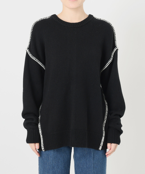 B.C STOCK(ベーセーストック)の「ウォッシャブル / ブランケットステッチ2WAYニット(ニット/セーター・レディース・サックスブルー/ブラック/ホワイト・FREE)」の9枚目の写真