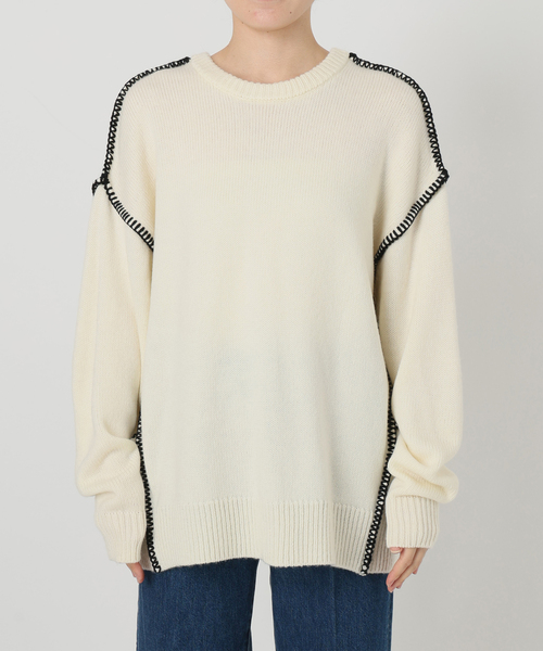 B.C STOCK(ベーセーストック)の「ウォッシャブル / ブランケットステッチ2WAYニット(ニット/セーター・レディース・サックスブルー/ブラック/ホワイト・FREE)」の13枚目の写真