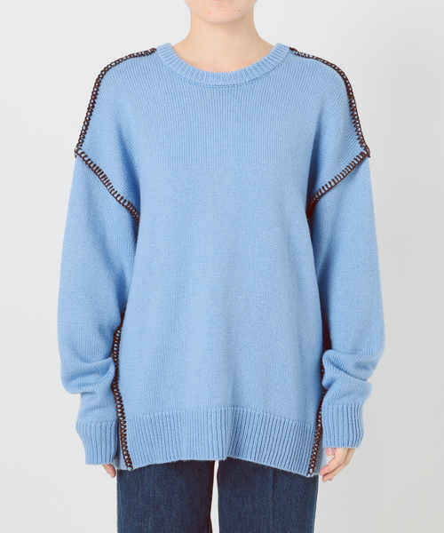 B.C STOCK(ベーセーストック)の「ウォッシャブル / ブランケットステッチ2WAYニット(ニット/セーター・レディース・サックスブルー/ブラック/ホワイト・FREE)」の17枚目の写真