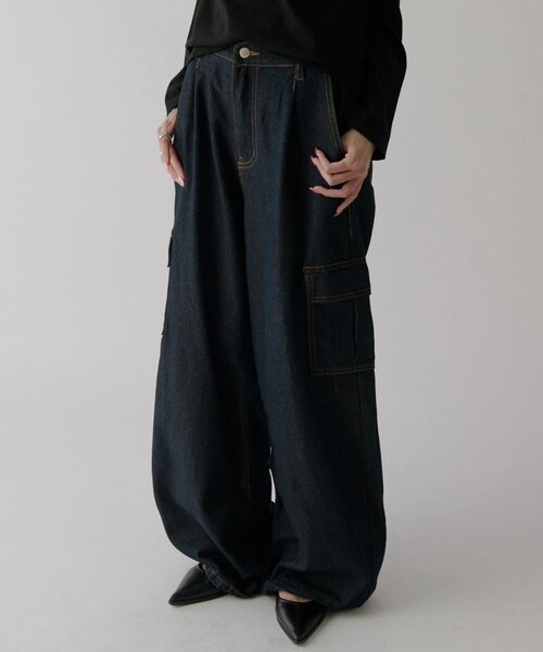 goocy(グーシー)の「デニムカーゴパンツ(デニムパンツ・レディース・ブルー/ブラック/ネイビー・MEDIUM/SMALL)」の2枚目の写真