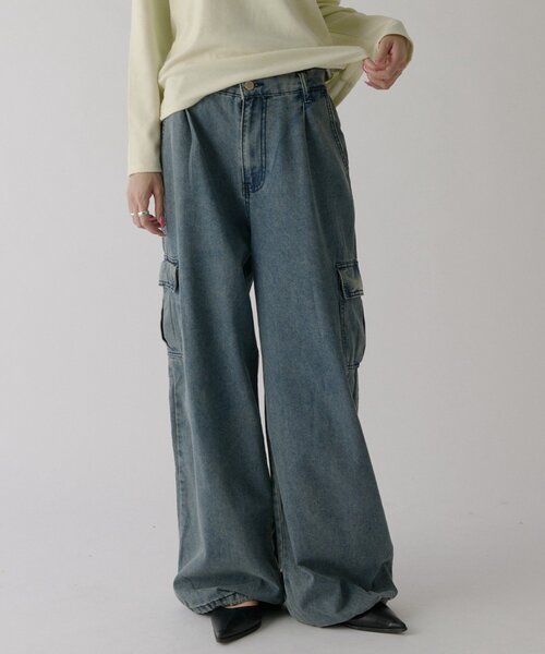 goocy(グーシー)の「デニムカーゴパンツ(デニムパンツ・レディース・ブルー/ブラック/ネイビー・MEDIUM/SMALL)」の3枚目の写真