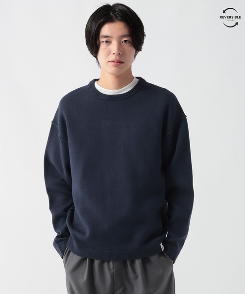 GEORGE'S(ジョージズ)の「リバーシブルWフェイスカラーニットクルー(ニット/セーター・メンズ・ネイビー系/ブラウン系その他・LARGE/MEDIUM)」の2枚目の写真