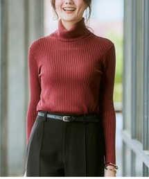 【静電気防止/UVカット】毛玉になりにくい　リブタートルネックニット