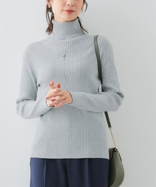 7days Life Styling（セブンデイズライフスタイリング）の「【静電気防止/UVカット】毛玉になりにくい　リブタートルネックニット（ニット/セーター・レディース・レッド系/杢グレー/ベージュ/ブラック/ロイヤルブルー・M/L/LL/S）」の3枚目の写真