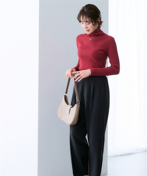 7days Life Styling（セブンデイズライフスタイリング）の「【静電気防止/UVカット】毛玉になりにくい　リブタートルネックニット（ニット/セーター・レディース・レッド系/杢グレー/ベージュ/ブラック/ロイヤルブルー・M/L/LL/S）」の19枚目の写真