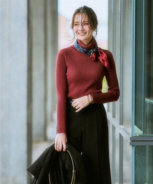 7days Life Styling（セブンデイズライフスタイリング）の「【静電気防止/UVカット】毛玉になりにくい　リブタートルネックニット（ニット/セーター・レディース・レッド系/杢グレー/ベージュ/ブラック/ロイヤルブルー・M/L/LL/S）」の20枚目の写真