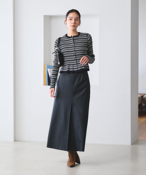 BEAUTY&YOUTH UNITED ARROWS(ビューティーアンドユースユナイテッドアローズ)の「【WEB限定 Wardrobe DAILY MINIMAL】ボーダー ペプラムニットカーディガン(カーディガン/ボレロ・レディース・ナチュラル/ブラック/ダークブラウン・FREE)」の16枚目の写真