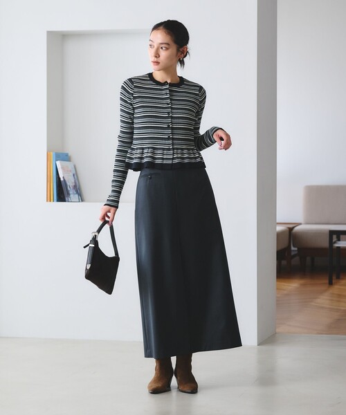 BEAUTY&YOUTH UNITED ARROWS(ビューティーアンドユースユナイテッドアローズ)の「【WEB限定 Wardrobe DAILY MINIMAL】ボーダー ペプラムニットカーディガン(カーディガン/ボレロ・レディース・ナチュラル/ブラック/ダークブラウン・FREE)」の17枚目の写真