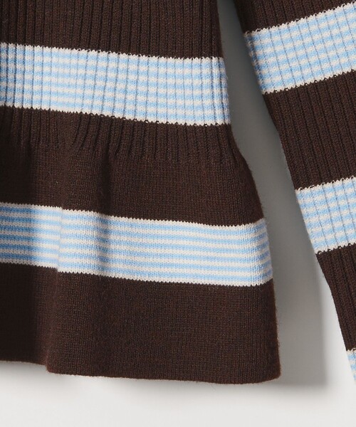 BEAUTY&YOUTH UNITED ARROWS(ビューティーアンドユースユナイテッドアローズ)の「【WEB限定 Wardrobe DAILY MINIMAL】ボーダー ペプラムニットカーディガン(カーディガン/ボレロ・レディース・ナチュラル/ブラック/ダークブラウン・FREE)」の22枚目の写真