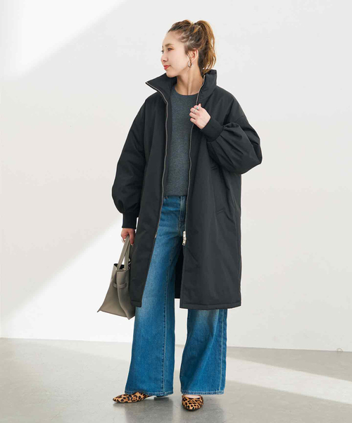 Spick & Span(スピックアンドスパン)の「撥水ツイルパデッドパフスリーブコート(その他アウター・レディース・ベージュ/ブラック・38/36)」の3枚目の写真