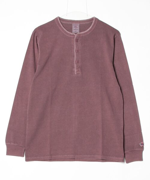 ALWAYS GOOD TIME(オルウェイズグッドタイム)の「【JEMORGAN/ジェーイーモーガン】 16/-OE天竺 ピグメント ヘンリーネック ロングスリーブTシャツ / ヴィンテージ加工(Tシャツ/カットソー・メンズ・ブラック/バーガンディー/イエロー/ダークブルー/オリーブ/ブラウン/オフホワイト・XL/M/L/S)」の7枚目の写真