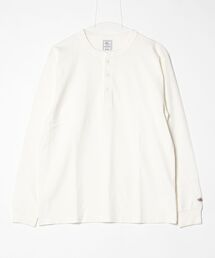 【JEMORGAN/ジェーイーモーガン】 16/-OE天竺 ピグメント ヘンリーネック ロングスリーブTシャツ / ヴィンテージ加工