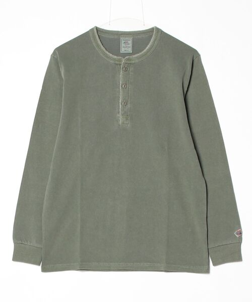 ALWAYS GOOD TIME(オルウェイズグッドタイム)の「【JEMORGAN/ジェーイーモーガン】 16/-OE天竺 ピグメント ヘンリーネック ロングスリーブTシャツ / ヴィンテージ加工(Tシャツ/カットソー・メンズ・ブラック/バーガンディー/イエロー/ダークブルー/オリーブ/ブラウン/オフホワイト・XL/M/L/S)」の4枚目の写真