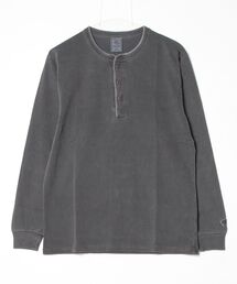【JEMORGAN/ジェーイーモーガン】 16/-OE天竺 ピグメント ヘンリーネック ロングスリーブTシャツ / ヴィンテージ加工