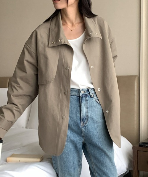 FAVORITO(ファヴォリート)の「スタンドカラーウエストマークジャケット(その他アウター・レディース・ベージュ/モカ・F)」の14枚目の写真