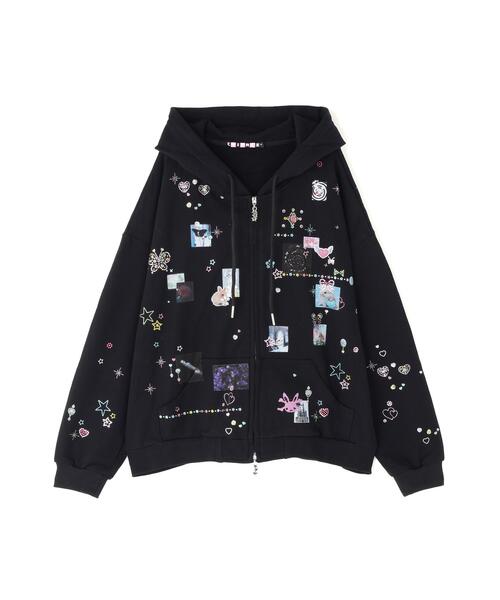 L.H.P(エルエイチピー)の「CFIERCE/フィアス/STICKER BUNNY HOODIE(パーカー・レディース・ブラック/ホワイト・M/S)」の1枚目の写真