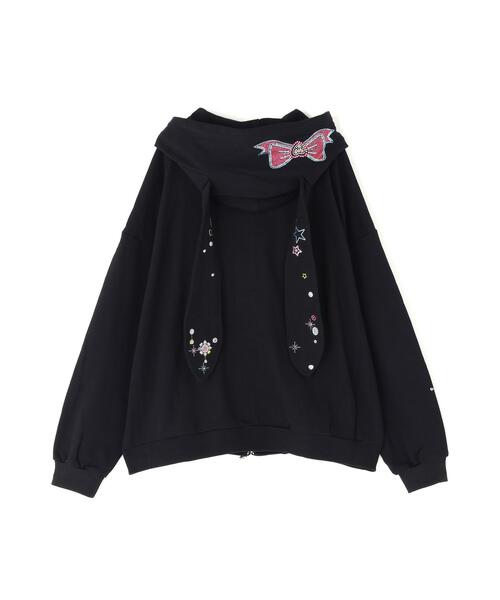 L.H.P(エルエイチピー)の「CFIERCE/フィアス/STICKER BUNNY HOODIE(パーカー・レディース・ブラック/ホワイト・M/S)」の3枚目の写真