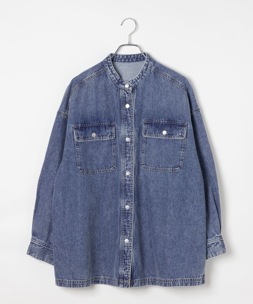 crinkle crinkle crinkleデニムフリルシャツ セール】【crinkle crinkle crinkle】garment dye frill shirts