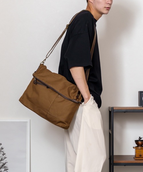 DEVICE（デバイス）の「DEVICE デバイス キャンバス 2WAY 斜めがけ ショルダーバッグ サコッシュバッグ（ショルダーバッグ・メンズ・ブラック/カーキ/ブラウン/ベージュ/ブラウン系その他/ブラック系その他/ブルー系その他/グレー系その他/グリーン系その他・FREE）」の21枚目の写真