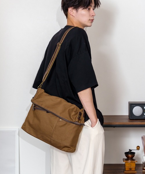 DEVICE（デバイス）の「DEVICE デバイス キャンバス 2WAY 斜めがけ ショルダーバッグ サコッシュバッグ（ショルダーバッグ・メンズ・ブラック/カーキ/ブラウン/ベージュ/ブラウン系その他/ブラック系その他/ブルー系その他/グレー系その他/グリーン系その他・FREE）」の20枚目の写真