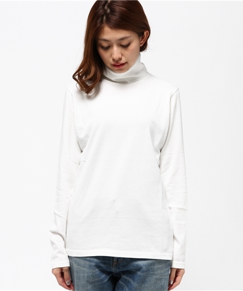 HYSTERIC GLAMOUR(ヒステリックグラマー)の「H WOMAN LOGO刺繍 タートルネックT-SH(Tシャツ/カットソー・レディース・ホワイト/トップグレー/ブラック・FREE)」の4枚目の写真