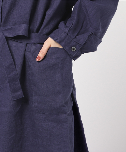 LBC（エルビーシー）の「平織りリネンステンカラーコート               （ステンカラーコート・レディース・オフホワイト/ブルー・MEDIUM）」の9枚目の写真