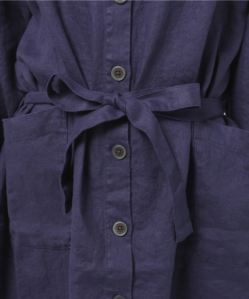 LBC（エルビーシー）の「平織りリネンステンカラーコート               （ステンカラーコート・レディース・オフホワイト/ブルー・MEDIUM）」の10枚目の写真