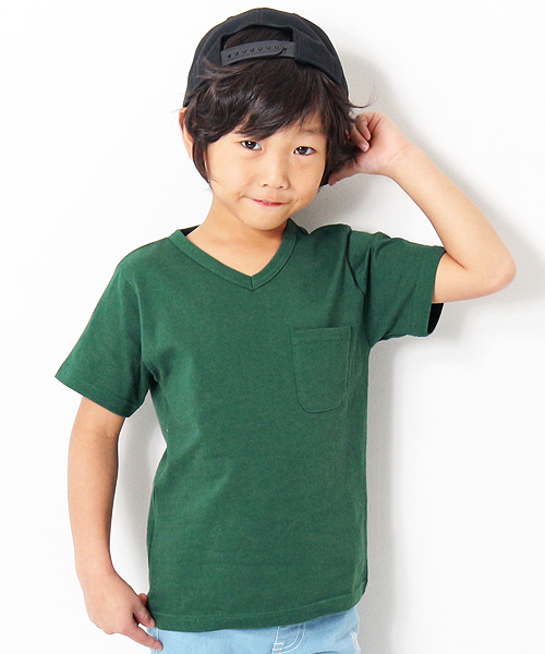 devirock（デビロック）の「パックT★Vネック無地半袖Tシャツ（Tシャツ/カットソー・キッズ・チャコール/ネイビー/テラコッタ/ピンク/ブラック/カーキ/杢グレー/ホワイト/グリーン系その他・100cm/130cm/120cm/150cm/140cm/160cm/110cm）」の8枚目の写真