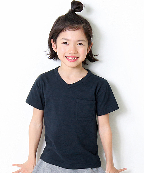 devirock（デビロック）の「パックT★Vネック無地半袖Tシャツ（Tシャツ/カットソー・キッズ・チャコール/ネイビー/テラコッタ/ピンク/ブラック/カーキ/杢グレー/ホワイト/グリーン系その他・100cm/130cm/120cm/150cm/140cm/160cm/110cm）」の9枚目の写真