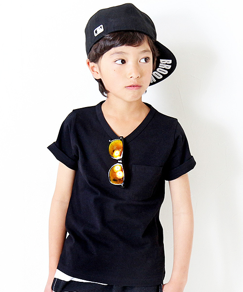 devirock（デビロック）の「パックT★Vネック無地半袖Tシャツ（Tシャツ/カットソー・キッズ・チャコール/ネイビー/テラコッタ/ピンク/ブラック/カーキ/杢グレー/ホワイト/グリーン系その他・100cm/130cm/120cm/150cm/140cm/160cm/110cm）」の3枚目の写真