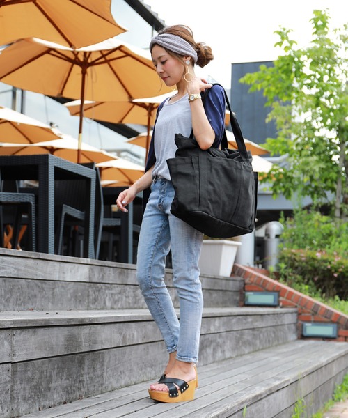 Fashion Letter（ファッションレター）の「キャンバストートバッグ マザーズバッグ（トートバッグ・レディース・ネイビー/ブラック/カーキ/ピンク/オフホワイト/グレー/ライトピンク/ライトイエロー/ライトブルー/アイボリー・FREE）」の15枚目の写真