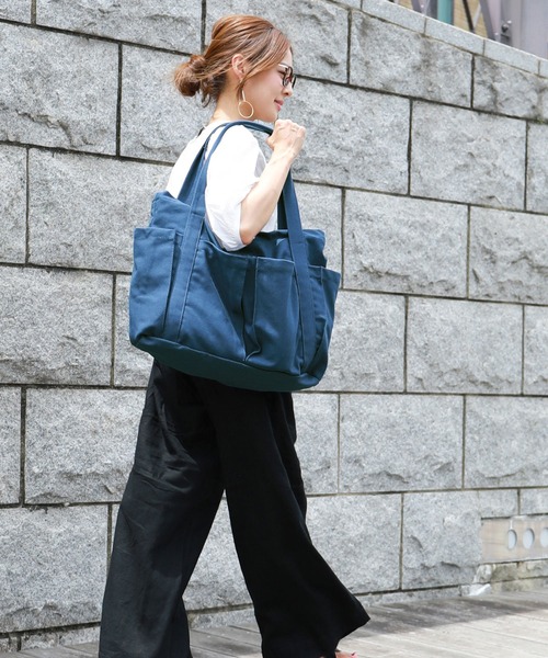 Fashion Letter（ファッションレター）の「キャンバストートバッグ マザーズバッグ（トートバッグ・レディース・ネイビー/ブラック/カーキ/ピンク/オフホワイト/グレー/ライトピンク/ライトイエロー/ライトブルー/アイボリー・FREE）」の13枚目の写真