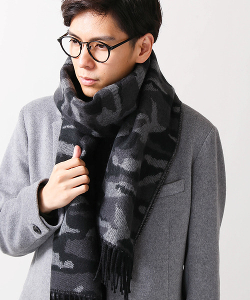 WEGO(ウィゴー)の「WEGO/カモフラストール(ストール/ショール・メンズ・ブラック/カーキ・FREE)」の1枚目の写真