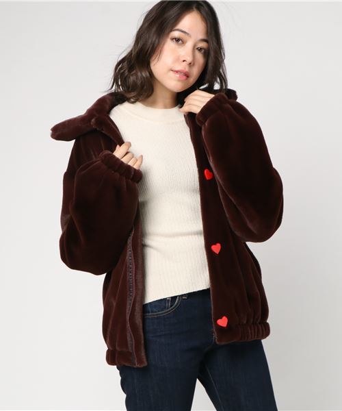 PUNYUS（プニュズ）の「ファーブルゾン（ブルゾン・レディース・カーキ/ブラウン/ブラック/ブルー・1/2/3/4）」の3枚目の写真