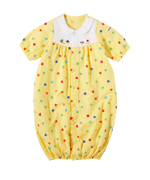 Miki House ミキハウス の 白襟つき わんちゃん刺繍のツーウェイオール ロンパース Wear