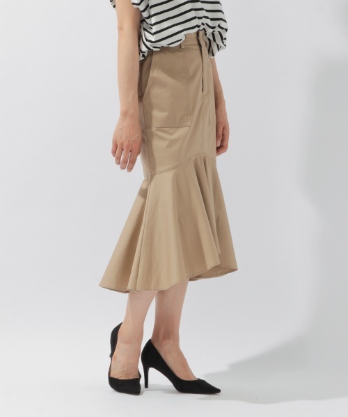 laboratory work（ラボラトリーワーク）の「ラッフル切替タイトスカート（スカート・レディース・ベージュ/カーキ/ブラック・MEDIUM）」の3枚目の写真