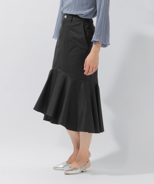 laboratory work（ラボラトリーワーク）の「ラッフル切替タイトスカート（スカート・レディース・ベージュ/カーキ/ブラック・MEDIUM）」の2枚目の写真