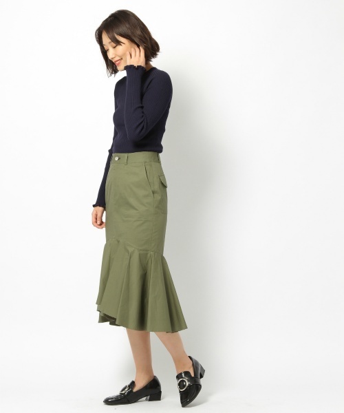 laboratory work（ラボラトリーワーク）の「ラッフル切替タイトスカート（スカート・レディース・ベージュ/カーキ/ブラック・MEDIUM）」の12枚目の写真